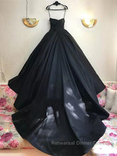 Custom Made Thin Straps Sweetheart Neck Black Ball Gown, Black Long Semi Formal Prom Dresses, Evening Dresses